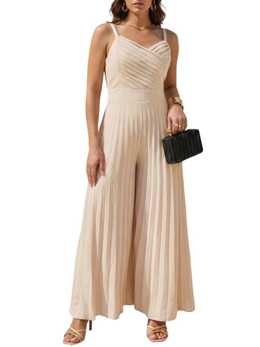 Jumpsuits for Women Flowy Pleated One Piece Summer Romper